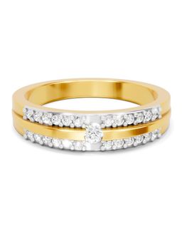 SPARQ - Lab Grown Diamond 0.27Ct 925 Silver Gold Plated Echelon Dual-Channel Mens Ring