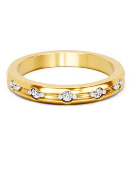 SPARQ - Lab Grown Diamond 0.11Ct 925 Silver Gold Plated Aura Eternity Mens Ring