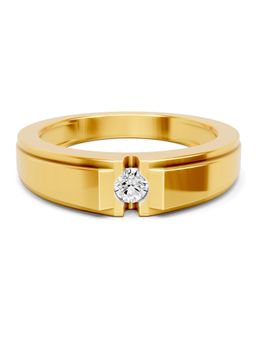 SPARQ - Lab Grown Diamond 0.13Ct 925 Silver Gold Plated Echelon Solitaire Mens Ring