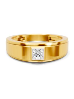 SPARQ - Lab Grown Diamond 0.11Ct 925 Silver Gold Plated Echelon Solitaire Mens Ring