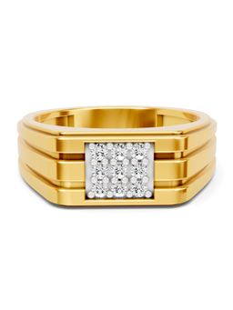 SPARQ - Lab Grown Diamond 0.17Ct 925 Silver Gold Plated Imperial Quad Mens Ring