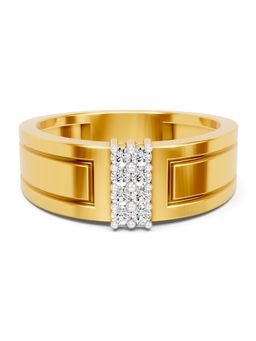 SPARQ - Lab Grown Diamond 0.15Ct 925 Silver Gold Plated Vertical Cluster Mens Ring