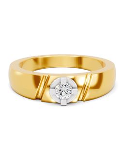 SPARQ - Lab Grown Diamond 0.13Ct 925 Silver Gold Plated Centurion Solitaire Mens Ring