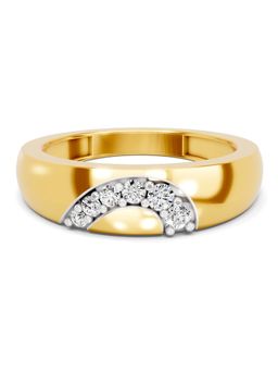 SPARQ - Lab Grown Diamond 0.24Ct 925 Silver Gold Plated Crescent Arch Mens Ring