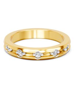 SPARQ - Lab Grown Diamond 0.18Ct 925 Silver Gold Plated Aura Eternity Mens Ring