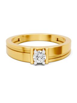 SPARQ - Lab Grown Diamond 0.21Ct 925 Silver Gold Plated Apex Solitaire Mens Ring