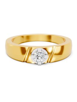 SPARQ - Lab Grown Diamond 0.21Ct 925 Silver Gold Plated Apex Solitaire Mens Ring