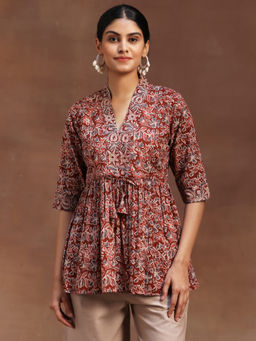 Libas - Women Red Floral Printed A-Line Tunic