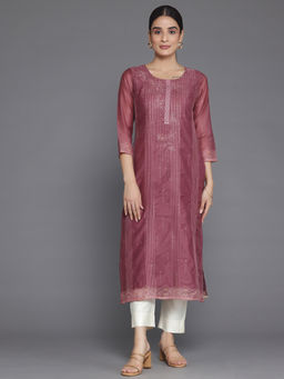 Libas - Women Mauve Chanderi Silk Kurta