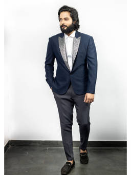 HILO DESIGN - Blaze Navy Blue Shimmer Blazer
