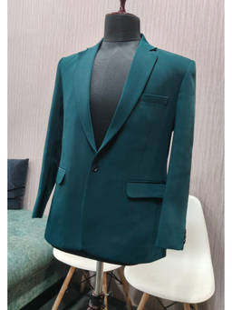HILO DESIGN - Luxe Viridian Teal Blue Embroidered Blazer