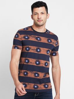 Being Human - Mens Navy Blue Solid Regular Fit T-Shirt