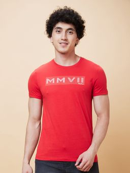 Being Human - Mens Red Solid Regular Fit T-Shirt