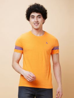 Being Human - Mens Orange Solid Regular Fit T-Shirt