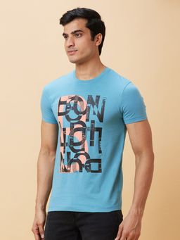 Being Human - Mens Blue Printed Regular Fit T-Shirt