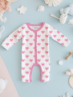 Kidbea - 100% Organic cotton Heart Print Romper - Pink