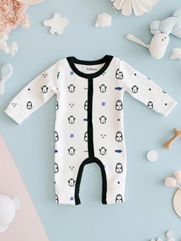 Kidbea - 100% Organic cotton Penguin Print Romper - Black