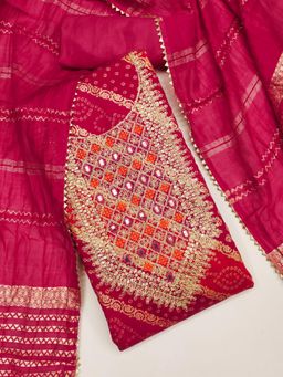 Zeepkart - Chanderi Fabric Unstitched Suits Exclusive Dress Material Women Pink (Set of 3)