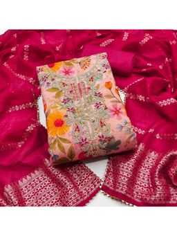 Zeepkart - Silk Fabric Unstitched Suits Exclusive Dress Material Women Multi-Color (Set of 3)