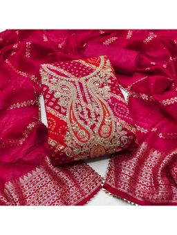 Zeepkart - Chanderi Silk Fabric Unstitched Suits Exclusive Dress Material Women Multi-Color (Set of 3)