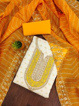 Zeepkart - Chanderi Silk Fabric Unstitched Suits Exclusive Dress Material Women Multi-Color (Set of 3)