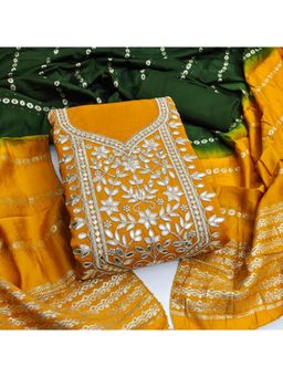 Zeepkart - Silk Fabric Unstitched Suits Exclusive Dress Material Women Yellow (Set of 3)