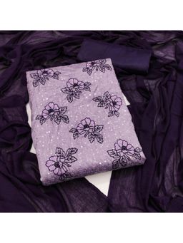 Zeepkart - Silk Fabric Unstitched Suits Exclusive Dress Material Women Lavender (Set of 3)
