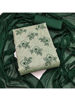 Zeepkart - Silk Fabric Unstitched Suits Exclusive Dress Material Women Green (Set of 3)