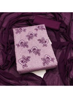 Zeepkart - Silk Fabric Unstitched Suits Exclusive Dress Material Women Purple (Set of 3)