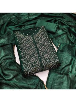 Zeepkart - Zeckceard Silk Fabric Unstitched Suits Exclusive Dress Material Women Green (Set of 3)