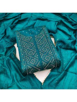 Zeepkart - Zeckceard Silk Fabric Unstitched Suits Exclusive Dress Material Women Teal (Set of 3)