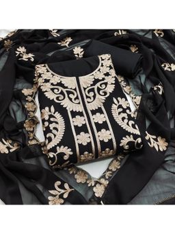 Zeepkart - Georgette Silk Fabric Unstitched Suits Exclusive Dress Material Women Black (Set of 3)