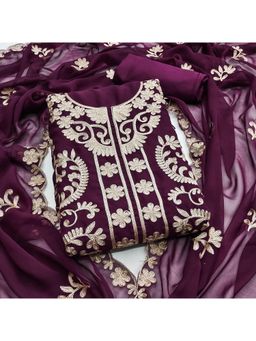 Zeepkart - Georgette Silk Fabric Unstitched Suits Exclusive Dress Material Women Purple (Set of 3)
