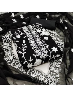 Zeepkart - Georgette Silk Fabric Unstitched Suits Exclusive Dress Material Women Black (Set of 3)