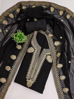 Zeepkart - Georgette Fabric Unstitched Suits Exclusive Dress Material Women Black (Set of 3)