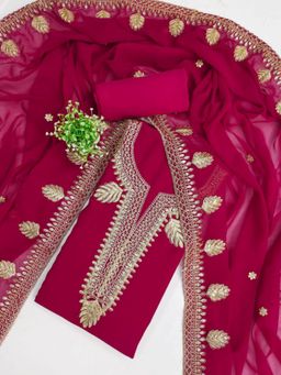 Zeepkart - Georgette Fabric Unstitched Suits Exclusive Dress Material Women Magenta (Set of 3)