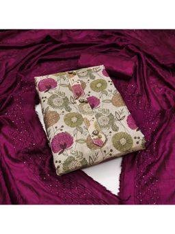 Zeepkart - Silk Fabric Unstitched Suits Exclusive Dress Material Women Purple (Set of 3)