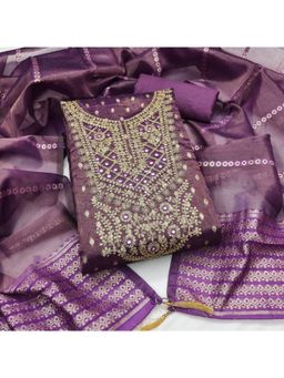 Zeepkart - Silk Fabric Unstitched Suits Exclusive Dress Material Women Magenta (Set of 3)