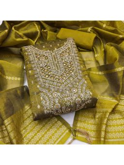 Zeepkart - Silk Fabric Unstitched Suits Exclusive Dress Material Women Green (Set of 3)