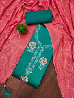 Zeepkart - Georgette Silk Fabric Unstitched Suits Exclusive Dress Material Women Blue (Set of 3)