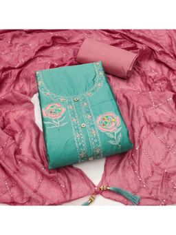 Zeepkart - Georgette Silk Fabric Unstitched Suits Exclusive Dress Material Women Blue (Set of 3)