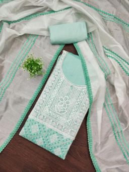 Zeepkart - Silk Fabric Unstitched Suits Exclusive Dress Material Women Blue (Set of 3)