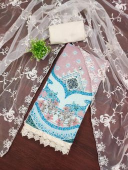 Zeepkart - Georgette Silk Fabric Unstitched Suits Exclusive Dress Material Women Purple (Set of 3)