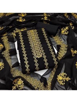 Zeepkart - Georgette Silk Fabric Unstitched Suits Exclusive Dress Material Women Black (Set of 3)