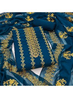 Zeepkart - Georgette Silk Fabric Unstitched Suits Exclusive Dress Material Women Teal (Set of 3)