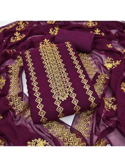 Zeepkart - Georgette Silk Fabric Unstitched Suits Exclusive Dress Material Women Purple (Set of 3)