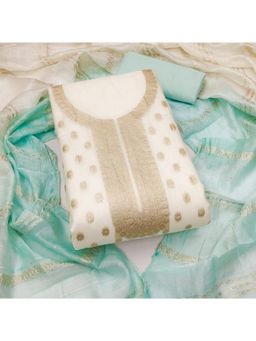 Zeepkart - Organza Silk Fabric Unstitched Suits Exclusive Dress Material Women Blue (Set of 3)