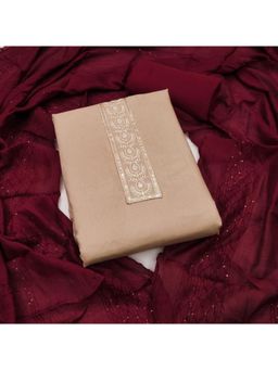 Zeepkart - Cotton Silk Fabric Unstitched Suits Exclusive Dress Material Women Beige (Set of 3)
