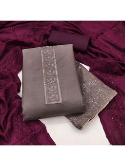 Zeepkart - Cotton Silk Fabric Unstitched Suits Exclusive Dress Material Women Taupe (Set of 3)