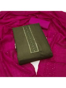 Zeepkart - Cotton Silk Fabric Unstitched Suits Exclusive Dress Material Women Green (Set of 3)
